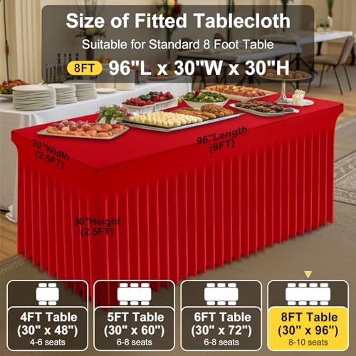 Spandex Tablecloth 6 Pack, Elastic Fitted Stretch Tablecloth for 8FT Rectangle Tables, Waterproof Washable Table, alternate