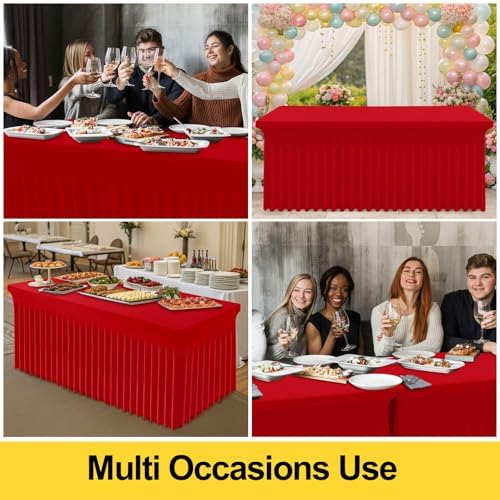 Spandex Tablecloth 6 Pack, Elastic Fitted Stretch Tablecloth for 8FT Rectangle Tables, Waterproof Washable Table, alternate