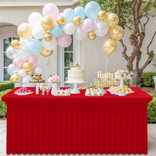Spandex Tablecloth 6 Pack, Elastic Fitted Stretch Tablecloth for 8FT Rectangle Tables, Waterproof Washable Table, alternate