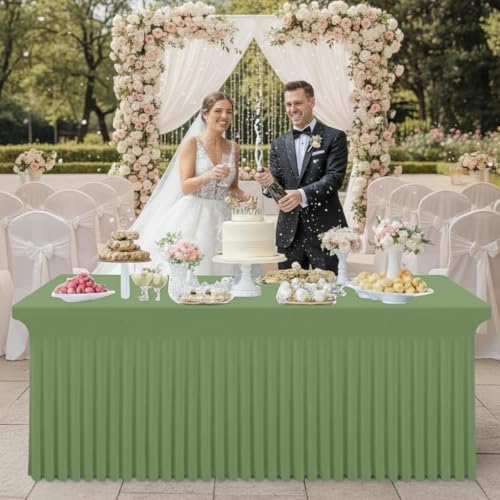 Spandex Tablecloth 6 Pack, Elastic Fitted Stretch Tablecloth for 8FT Rectangle Tables, Waterproof Washable Table, alternate