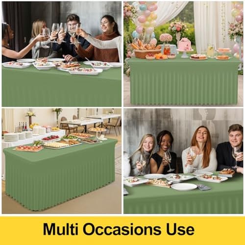 Spandex Tablecloth 6 Pack, Elastic Fitted Stretch Tablecloth for 8FT Rectangle Tables, Waterproof Washable Table, alternate