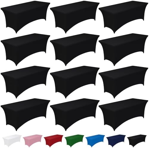 Spandex Tablecloth 6ft 12 Pack Black