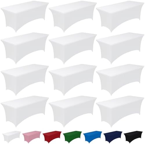 Spandex Tablecloth 6ft 12 Pack White