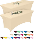 Spandex Tablecloth 6ft 2 Pack Champagne in Champagne