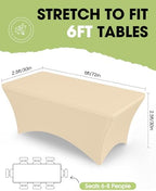 Spandex Tablecloth 6ft 2 Pack Champagne in Champagne, alternate view 2