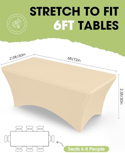 Spandex Tablecloth 6ft 2 Pack Champagne in Champagne, alternate view 2