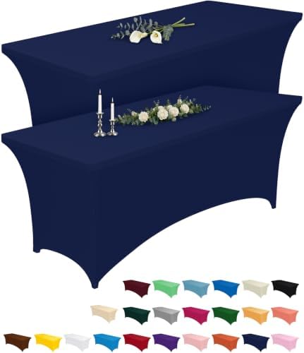 Spandex Tablecloth 6ft 2 Pack Navy Blue in Navy Blue