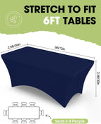 Spandex Tablecloth 6ft 2 Pack Navy Blue in Navy Blue, alternate view 2