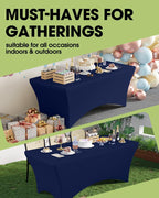 Spandex Tablecloth 6ft 2 Pack Navy Blue in Navy Blue, alternate view 3