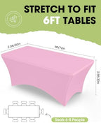 Spandex Tablecloth 6ft 2 Pack Pink, alternate view 2