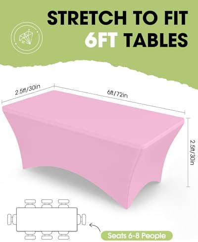 Spandex Tablecloth 6ft 2 Pack Pink, alternate view 2