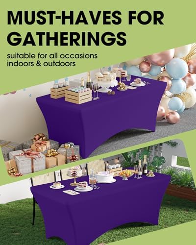 Spandex Tablecloth 6ft 2 Pack Purple, alternate view 3