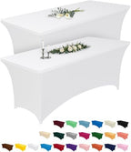 Spandex Tablecloth 6ft 2 Pack White