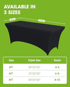 Spandex Tablecloth 6ft 4 Pack Black in Black, alternate view 5