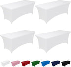 Spandex Tablecloth 6ft 4 Pack White in White