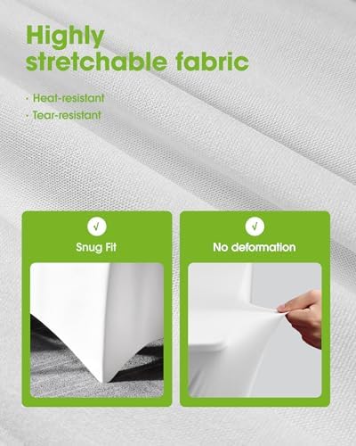 Spandex Tablecloth 6ft 4 Pack White in White, alternate view 3