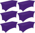 Spandex Tablecloth 6ft - 6 Pack, Fitted and Stretch Table Cover for Rectangle Tables, Wrinkle-Resistant and
