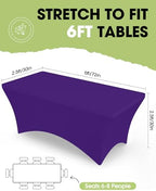 Spandex Tablecloth 6ft - 6 Pack, Fitted and Stretch Table Cover for Rectangle Tables, Wrinkle-Resistant and, alternate view 2