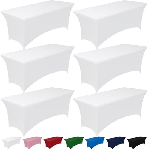 Spandex Tablecloth 6ft 6 Pack White