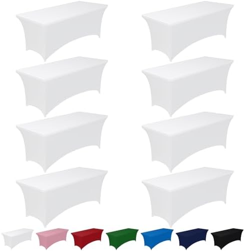 Spandex Tablecloth 6ft 8 Pack White