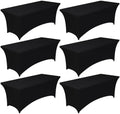Spandex Tablecloth 8ft - 6 Pack, Fitted and Stretch Table Cover for Rectangle Tables, Wrinkle-Resistant and