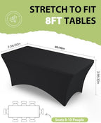 Spandex Tablecloth 8ft - 6 Pack, Fitted and Stretch Table Cover for Rectangle Tables, Wrinkle-Resistant and, alternate view 3