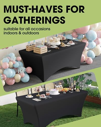 Spandex Tablecloth 8ft - 6 Pack, Fitted and Stretch Table Cover for Rectangle Tables, Wrinkle-Resistant and, alternate view 6