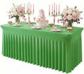 Spandex Tablecloth for 6FT Rectangle Tables, Table Skirt in Emerald Green
