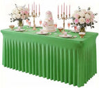 Spandex Tablecloth for 6FT Rectangle Tables, Table Skirt in Emerald Green