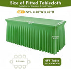 Spandex Tablecloth for 6FT Rectangle Tables, Table Skirt in Emerald Green, alternate view 3