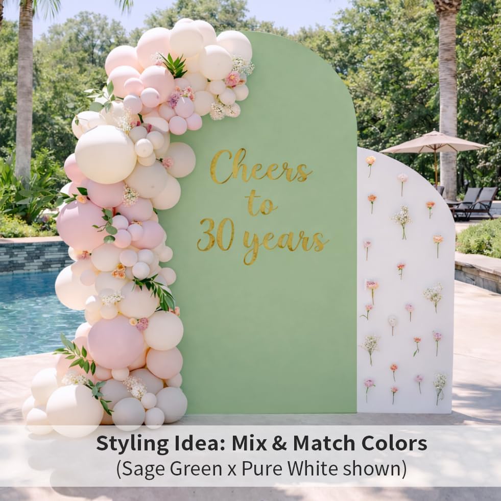 Spandex Wedding Arch Stand Cover, 6FT+7.2FT (Set of 2), Round Top Elastic Backdrop Cover for Bridal Shower, alternate view 4