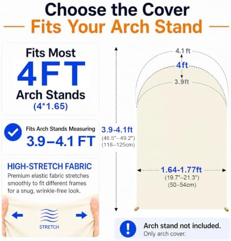 Spandex Wedding Arch Stand Cover & Round Top Arch Cover - 4FT Elastic Backdrop Cover for Bridal Showers, alternate view 5
