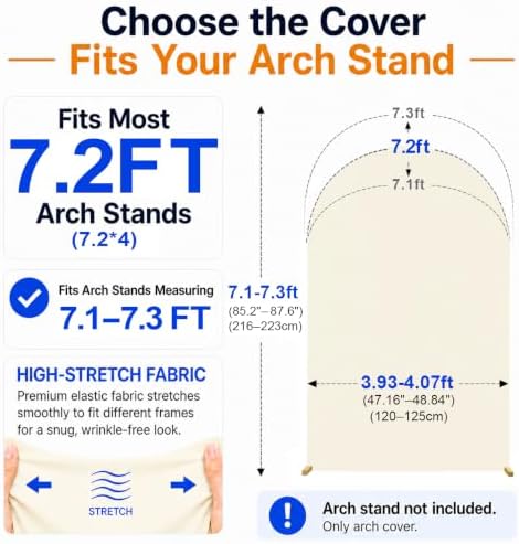 Spandex Wedding Arch Stand Cover & Round Top Arch Cover - 7.2FT Elastic Backdrop Cover for Bridal Showers, alternate view 5