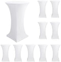 Spandex White Cocktail Table Covers for 30-32 Inch High Top Pub 10 Pack
