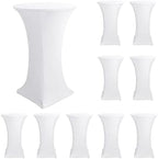 Spandex White Cocktail Table Covers for 30-32 Inch High Top Pub 10 Pack