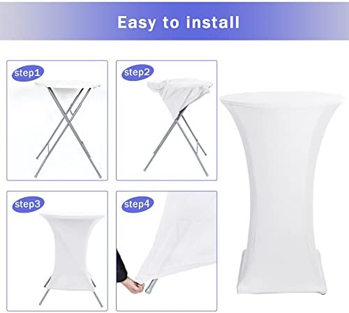 Spandex White Cocktail Table Covers for 30-32 Inch High Top Pub 10 Pack, alternate view 5