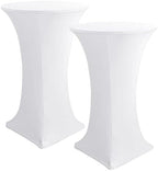 Spandex White Cocktail Table Covers for 30-32 Inch High Top Pub 2 Pack