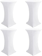 Spandex White Cocktail Table Covers for 30-32 Inch High Top Pub 4 Pack