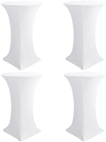 Spandex White Cocktail Table Covers for 30-32 Inch High Top Pub 4 Pack