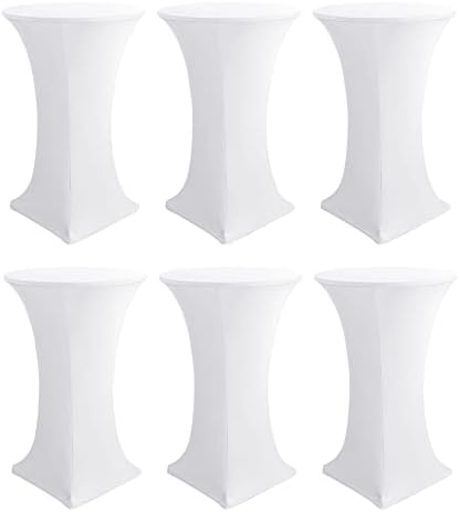 Spandex White Cocktail Table Covers for 30-32 Inch High Top Pub 6 Pack