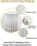 Sparkling Sequin Photo Backdrop 7x7 Feet - Silver Glitter Polyester Fabric for Baby Showers, Birthdays, alternate view 4