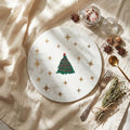 Sparkly Christmas Tree Marble Cheese Board, 9.8 x 9.8 Inch White Marble Charcuterie Board Decorative Serving