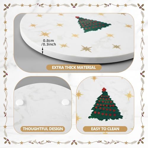Sparkly Christmas Tree Marble Cheese Board, 9.8 x 9.8 Inch White Marble Charcuterie Board Decorative Serving, alternate view