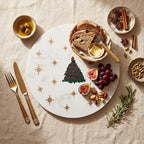 Sparkly Christmas Tree Marble Cheese Board, 9.8 x 9.8 Inch White Marble Charcuterie Board Decorative Serving, alternate view