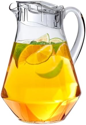 Sparkly - Plastic Pitcher (64 oz, 2 Quart), Clear Water Pitcher with Lid, Fridge Jug, BPA-Free, Shatter-Proof