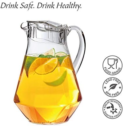Sparkly - Plastic Pitcher (64 oz, 2 Quart), Clear Water Pitcher with Lid, Fridge Jug, BPA-Free, Shatter-Proof, alternate view