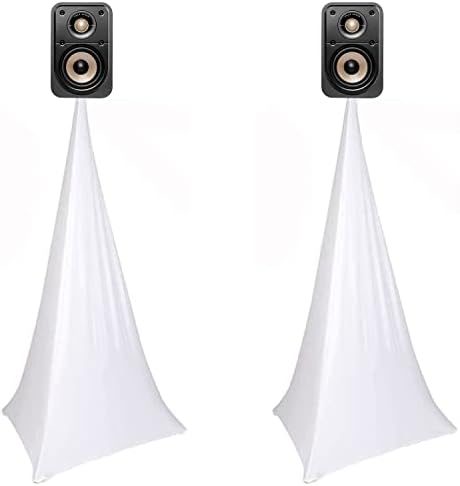 Speaker Stand Cover Tripod Stand Skirt, DJ Speaker Stand Tripod Cover Scrim 360 Degree Coverage (White-Two Pack), alternate