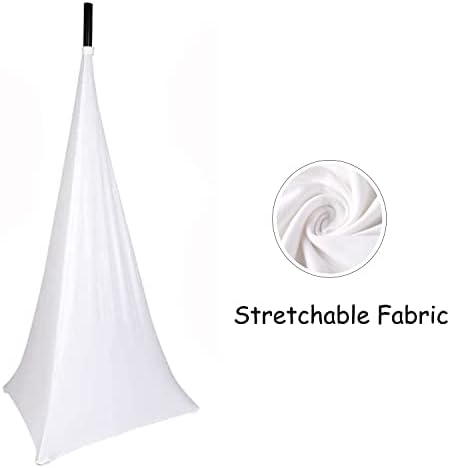 Speaker Stand Cover Tripod Stand Skirt, DJ Speaker Stand Tripod Cover Scrim 360 Degree Coverage (White-Two Pack), alternate