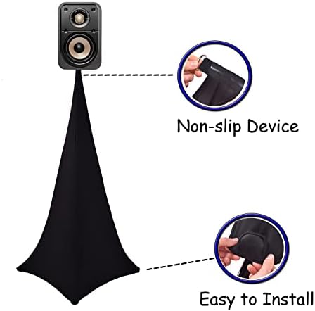 Speaker Stand Cover Tripod Stand Skirt, DJ Speaker Stand Tripod Cover Scrim 360 Degree Coverage(Black-Two Pack), alternate