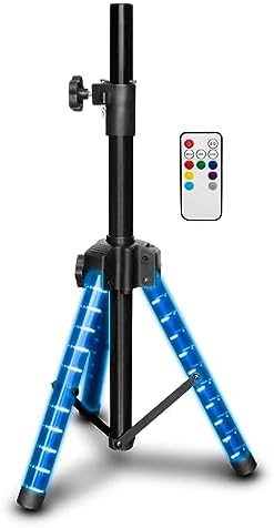 Speaker Tripod Stand with LED Lights, Black in Black
